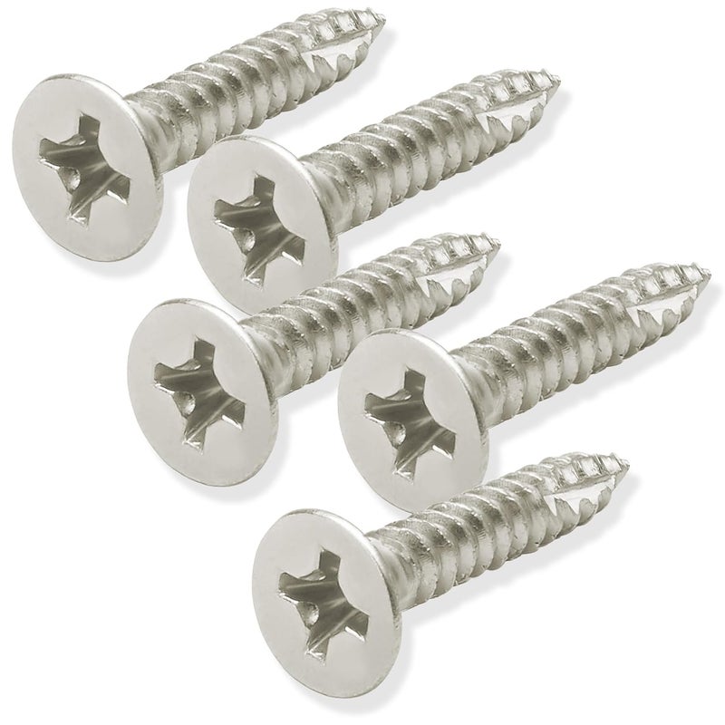 CAULDHAM Store Satin Nickel Wood Screws #9 x 1 Inch for Door Hinges - 25 Pack - Image 1